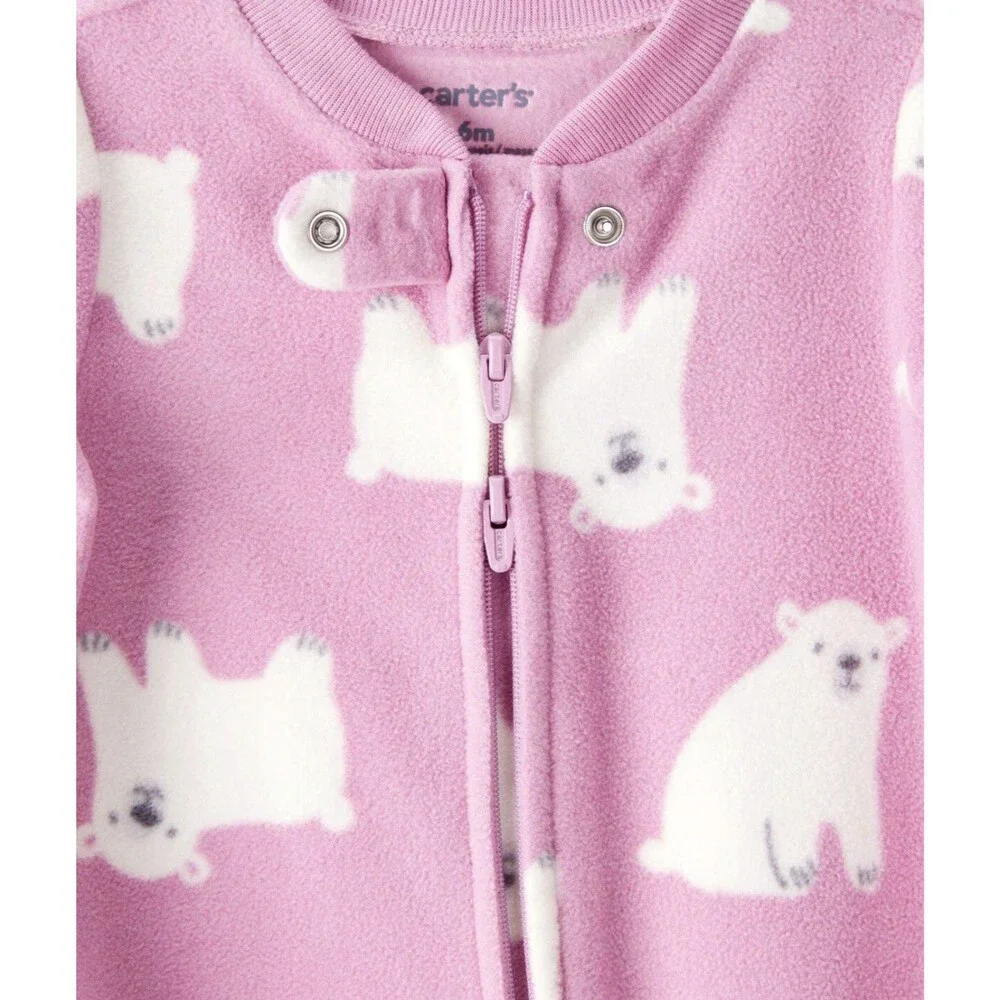 Baby Girls Carter's Polar Bears Fleece Sleeper Pajama Set Size Newborn